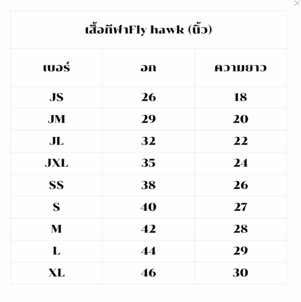 เสื้อกีฬาFly hawk เด็ก-ผู้ใหญ่